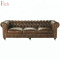 Furniture Factory Retro Black Couch 3-Seater Chesterfield Sofa For Hotel